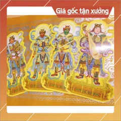 Bộ tranh cúng tứ đại thiên vương ép plastic cao 40cm
