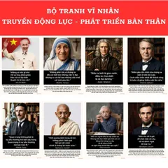 Bộ 8 Tranh dán tường các câu nói Vĩ nhân - Truyền động lực, cảm hứng, phát triển bản thân - Tặng kèm băng keo dán