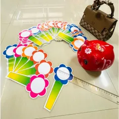 Combo  10 Thẻ hoa cầm tay ghi đáp án, số, dấu, chữ cái... 1 mặt - Cỡ  (10 x 21cm) có hoả tốc