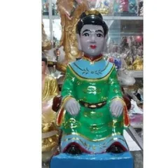 TƯỢNG ĐẤT NUNG LINH SƠN THÁNH MẪU SƠN XANH CAO 40CM