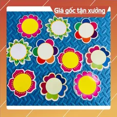 Sét 10 Hoa in màu ép plastic 9-10cm viết số, dấu...sẵn nam châm lá.