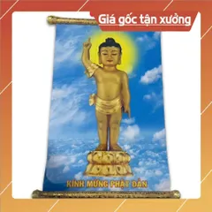 TRANH CUỘN M27 40CM X 60CM TRANH PHẬT ĐẢN, CÓ ĐẦU TREO GỖ