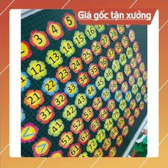 Bộ hoa số 1-100 kèm dấu (ép plastic gắn sẵn nam châm) in thủ công, màu đẹp
