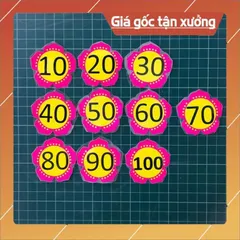 Bộ hoa số 1-100 kèm dấu (ép plastic gắn sẵn nam châm) in thủ công, màu đẹp