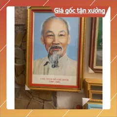 Khung kèm ảnh Bác Hồ cỡ Đại hàng đẹp( 56 x80cm) CÓ HOẢ TỐC