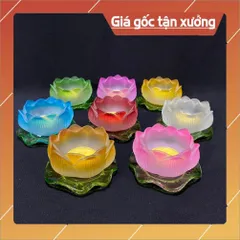 Đế Nến Hoa Sen Lưu Ly Nhiều Màu Đế Lá Sen Xanh Mẫu Mới hoả tốc