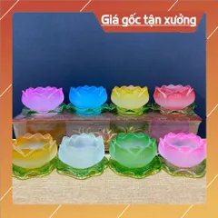Đế Nến Hoa Sen Lưu Ly Nhiều Màu Đế Lá Sen Xanh Mẫu Mới hoả tốc