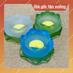 Đế Nến Hoa Sen Lưu Ly Nhiều Màu Đế Lá Sen Xanh Mẫu Mới hoả tốc