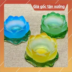 Đế Nến Hoa Sen Lưu Ly Nhiều Màu Đế Lá Sen Xanh Mẫu Mới hoả tốc