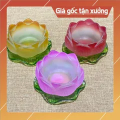 Đế Nến Hoa Sen Lưu Ly Nhiều Màu Đế Lá Sen Xanh Mẫu Mới hoả tốc