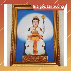 Tranh Bà Tổ cô trâm cài tóc+ gồm Khung + ép plastic đầy đủ kích thước 3 SIZE CÓ HOẢ TỐC