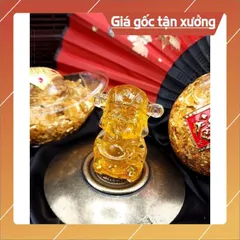 Tượng Thần Tài Đá Phong Thủy Thạch Anh Vàng - Chiêu Tài Hút Lộc Phú Quý Bình An