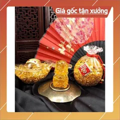 Tượng Thần Tài Đá Phong Thủy Thạch Anh Vàng - Chiêu Tài Hút Lộc Phú Quý Bình An
