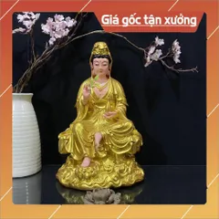 Tôn Tượng Quán Thế Âm Bồ Tát Tự Tại ngồi 30cm Màu Vẽ  2 màu