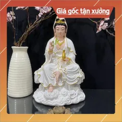 Tôn Tượng Quán Thế Âm Bồ Tát Tự Tại ngồi 30cm Màu Vẽ  2 màu