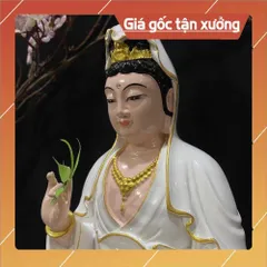 Tôn Tượng Quán Thế Âm Bồ Tát Tự Tại ngồi 30cm Màu Vẽ  2 màu