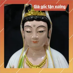 Tôn Tượng Quán Thế Âm Bồ Tát Tự Tại ngồi 30cm Màu Vẽ  2 màu