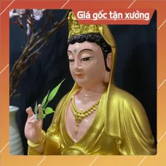 Tôn Tượng Quán Thế Âm Bồ Tát Tự Tại ngồi 30cm Màu Vẽ  2 màu