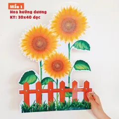 Tờ Hoa trang trí chân bảng lớp học nhiều mẫu size 30x40cm ép plastic (có sẵn băng dính dán tường )