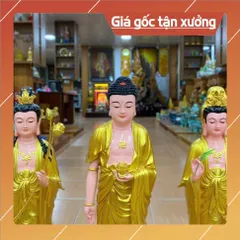 Tượng Tây Phương Tam Thánh Đứng 70cm Nhựa Composite có hoả tốc