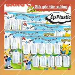 BẢNG CỬU CHƯƠNG NHIỀU CHỦ ĐỀ DỄ THƯƠNG, A4 ÉP PLASTIC .( COMBO 4 BẢNG: Cộng, trừ, nhân, chia)