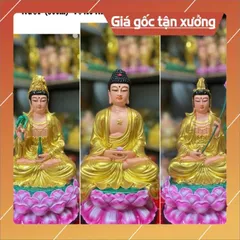 Bộ Tượng Tây Phương Tam Thánh ngồi đài sen cao 30cm chất liệu poly 🌼🌼 có hoả tốc