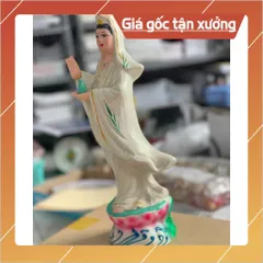 Tượng quan thế âm đứng trắng 35CM ĐẤT NUNG