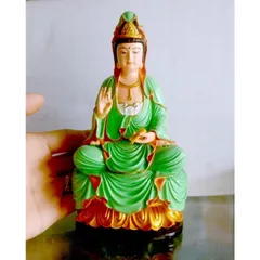 Tượng ngài quan thế âm Bồ tát ngồi cao 18cm composite