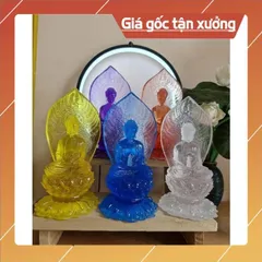 Tượng Thất Phật Dược Sư Lưu Ly Có Hào Quang 23cm CÓ 7 MÀU BÁN LẺ