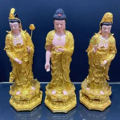Tôn Tượng Tam Thánh Tây Phương Đứng 50cm Vàng Vẽ COMPOSITE - CÓ MUA LẺ