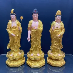 Tôn Tượng Tam Thánh Tây Phương Đứng 50cm Vàng Vẽ COMPOSITE - CÓ MUA LẺ