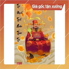 Khung Tranh THẦN TÀI treo tường hoặc thờ cúng cõ 25cm x 35cm