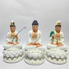 Bộ Tây Phương Tam Thánh Trắng Vẽ Ngồi 30cm COMPOSITE