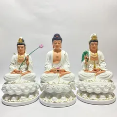 Bộ Tây Phương Tam Thánh Trắng Vẽ Ngồi 30cm COMPOSITE