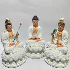Bộ Tây Phương Tam Thánh Trắng Vẽ Ngồi 30cm COMPOSITE