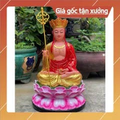 Tượng Địa Tạng Ngồi Đế Sen cao 30cm có hoả tốc