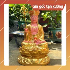 Tượng Địa Tạng Ngồi Đế Sen cao 30cm có hoả tốc