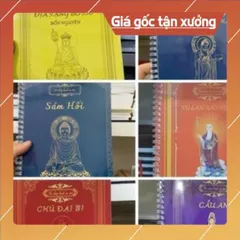 Combo 6 vở a4 chép kinh in chữ mờ -Địa Tạng-Chú Đại Bi-Sám Hối-Dược Sư-Cầu An-Vu Lan , tặng bút chép kinh