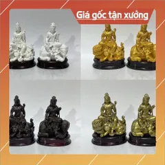 Tượng Ngài Bồ tát Văn Thù - Phổ Hiền Cao 10cm composite
