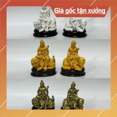 Tượng Ngài Bồ tát Văn Thù - Phổ Hiền Cao 10cm composite
