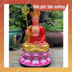 Tượng Địa Tạng Ngồi Đế Sen cao 30cm VẺ VÀNG VÀ VẺ ĐỎ