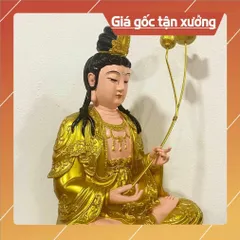 Tượng Thế Chí Bồ Tát Ngồi 45cm Màu Vàng Nhựa Composite VÀNG ĐẸP, CÓ HOẢ TỐC