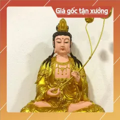 Tượng Thế Chí Bồ Tát Ngồi 45cm Màu Vàng Nhựa Composite VÀNG ĐẸP, CÓ HOẢ TỐC