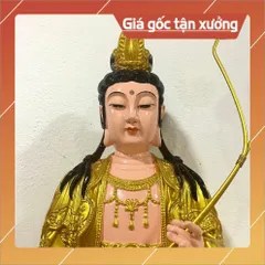 Tượng Thế Chí Bồ Tát Ngồi 45cm Màu Vàng Nhựa Composite VÀNG ĐẸP, CÓ HOẢ TỐC