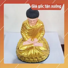 Tôn tượng phật bổn sư poly, nhựa composite ngồi 30cm