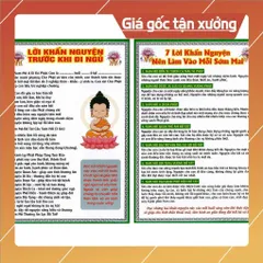 TO490 tờ chú Lời Khấn Nguyện Trước Khi Đi Ngủ 1 mặt plastic cực đẹp