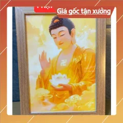 Khung Tranh PHẬT A DI ĐÀ  size 25cm x  35cm (TẶNG KINH MIỄN PHÍ)
