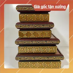 Đôn Gỗ Hình Chữ Nhật Có Hoa Văn Màu Vàng Nổi Nhiều CÓ HOẢ TỐC