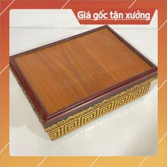 Đôn Gỗ Hình Chữ Nhật Có Hoa Văn Màu Vàng Nổi Nhiều CÓ HOẢ TỐC
