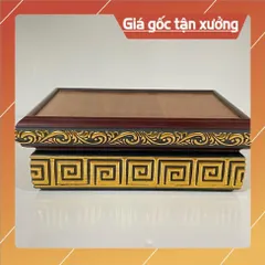 Đôn Gỗ Hình Chữ Nhật Có Hoa Văn Màu Vàng Nổi Nhiều CÓ HOẢ TỐC